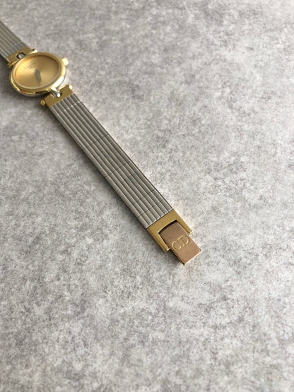 Christian Dior Logo Watch Silver×Gold Vintage pmuyyi