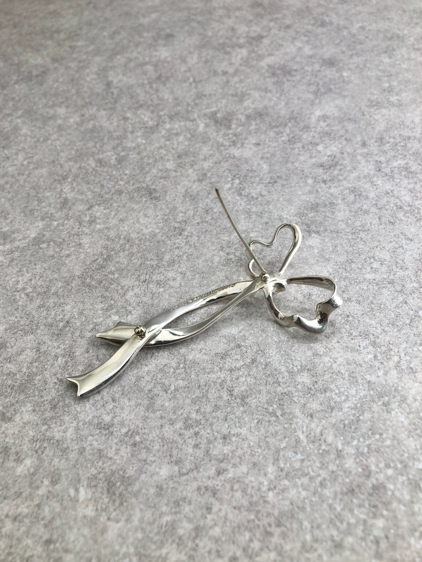 Tiffany & Co. Ribbon Motif Brooch Silver Vintage tcufvv
