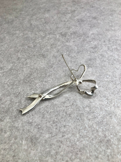 Tiffany & Co. Ribbon Motif Brooch Silver Vintage tcufvv