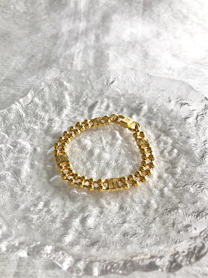 CELINE Triomphe Bracelet Gold Vintage 7da5xz
