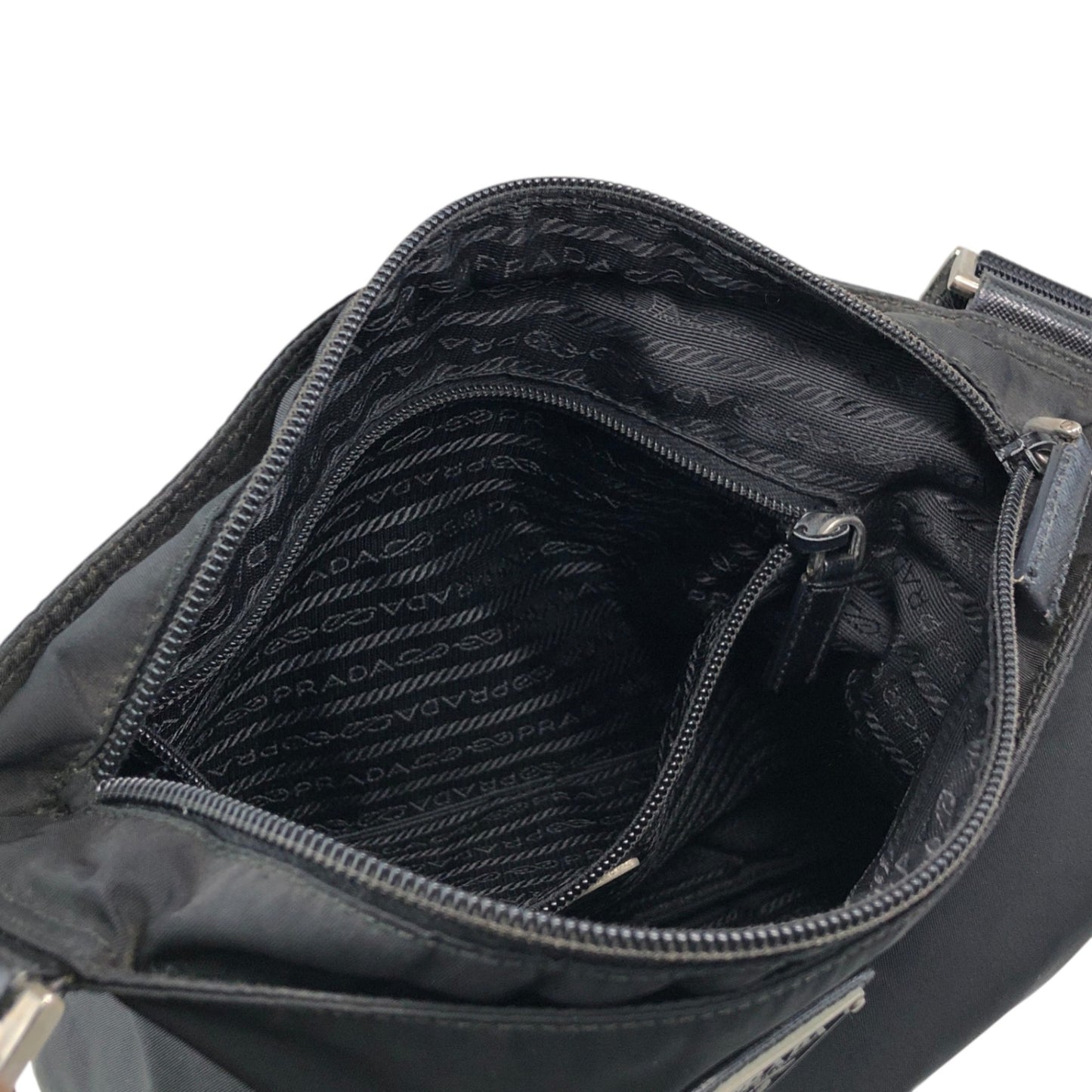 PRADA Tessuto Triangle Logo Shoulder bag Black Vintage jxt8gd