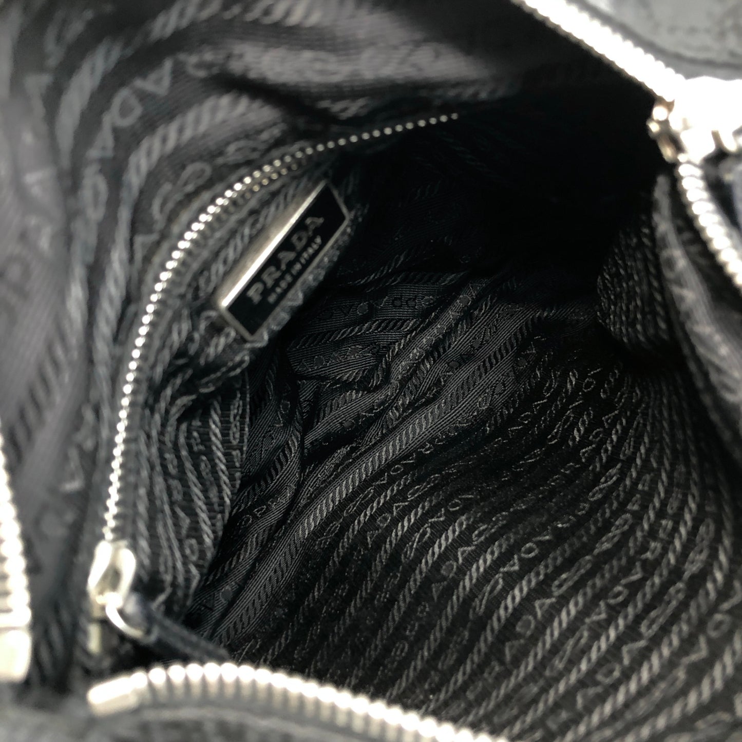 PRADA Triangle Logo Front Buckle Shoulder bag Black Vintage n23xhp