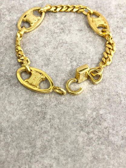 CELINE Blason Bracelet Gold Vintage 4w8ads