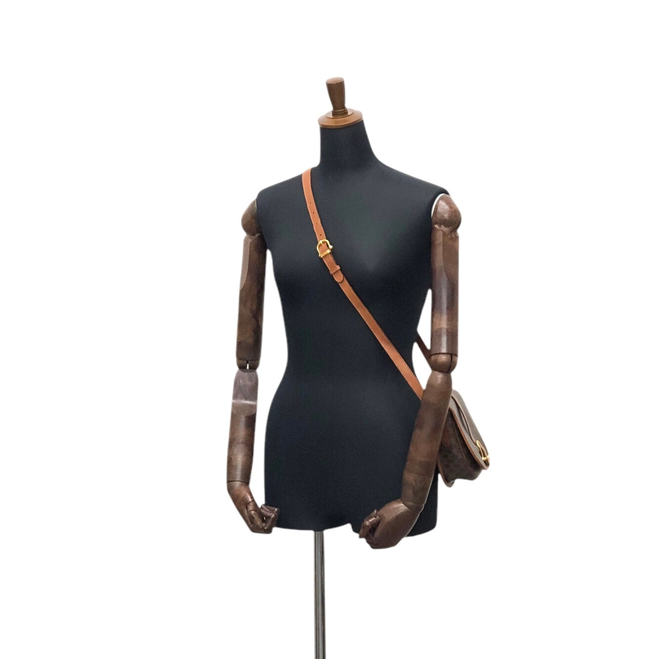 CELINE Macadam Front Buckle Shoulder bag Brown Vintage c7tgex