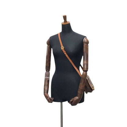 CELINE Macadam Front Buckle Shoulder bag Brown Vintage c7tgex