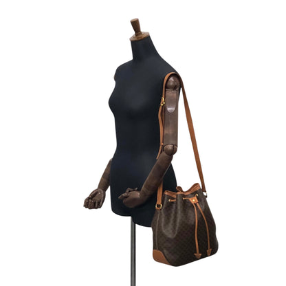 CELINE Macadam Drawstring Shoulder bag Brown Vintage wskrpv