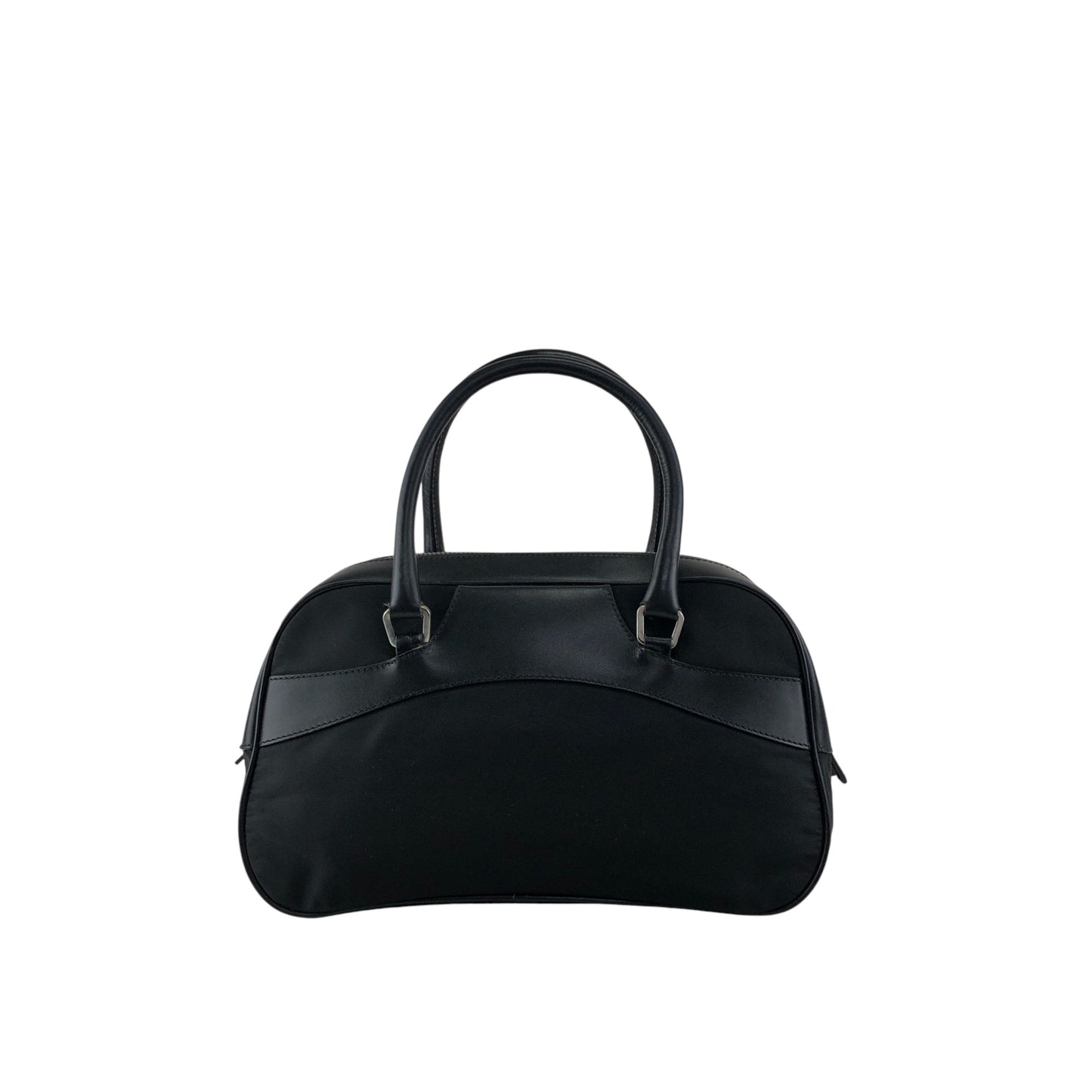 PRADA Tessuto Triangle Logo Small Boston bag Handbag Black Vintage ezhmex