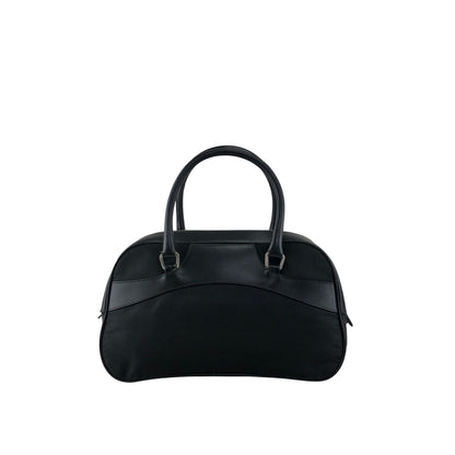 PRADA Tessuto Triangle Logo Small Boston bag Handbag Black Vintage ezhmex