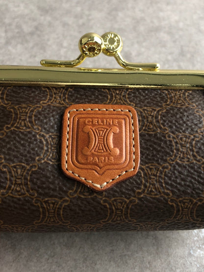 CELINE Macadam Blason Coin Purse Brown Vintage fjmvvj