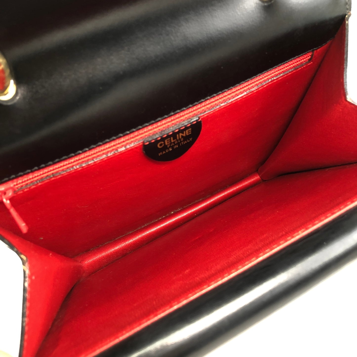 CELINE Horse Bit Double Flap Handbag Black Vintage eysscs