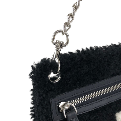 FENDI Logo Chain Handbag Black Vintage c34f5u