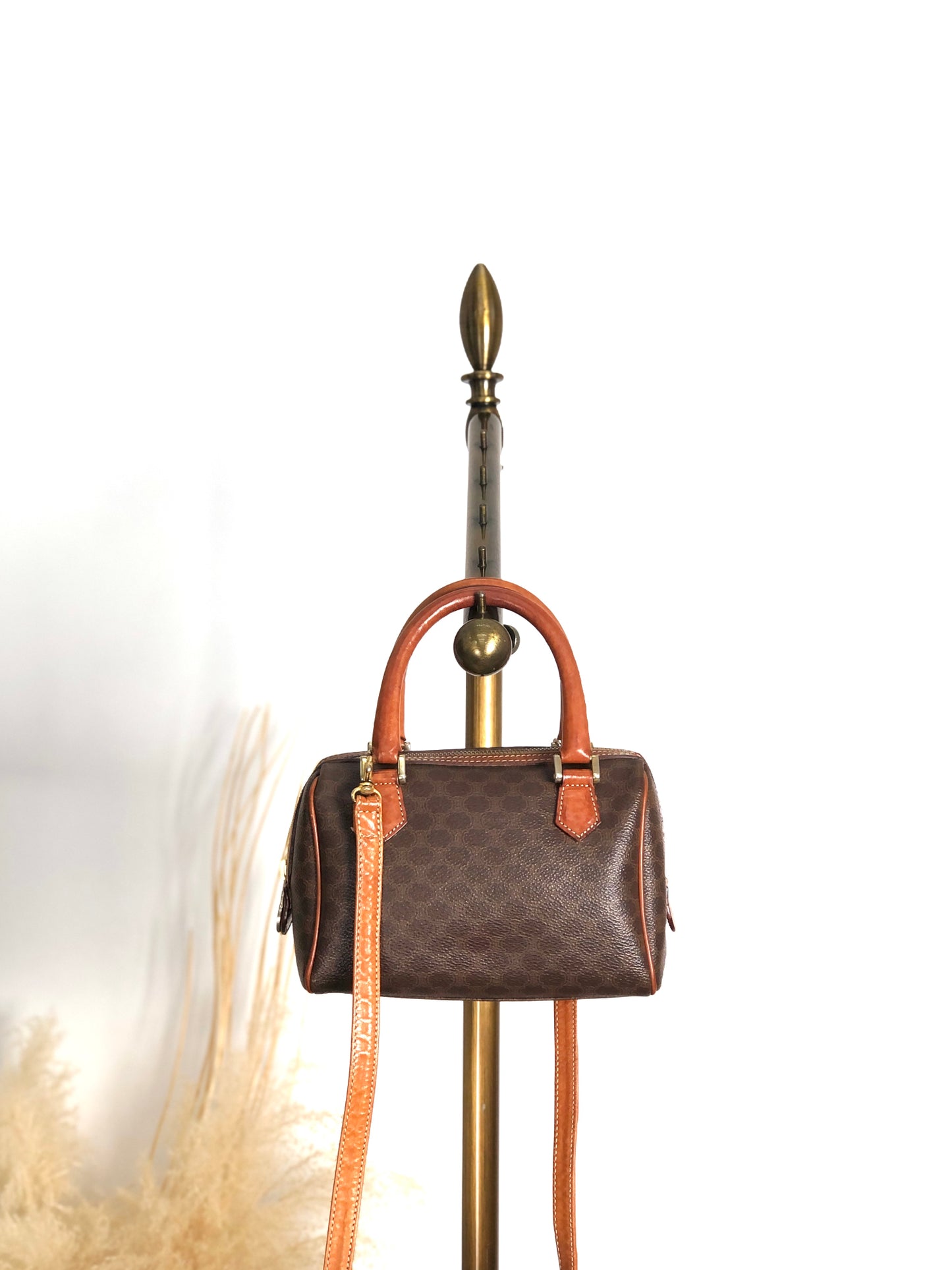 CELINE Macadam Two-way Small Boston bag Shoulder bag Brown Vintage b6a3tr