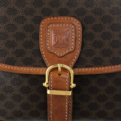 CELINE Macadam Blason Front Buckle Shoulder bag Brown Vintage kkjgdk