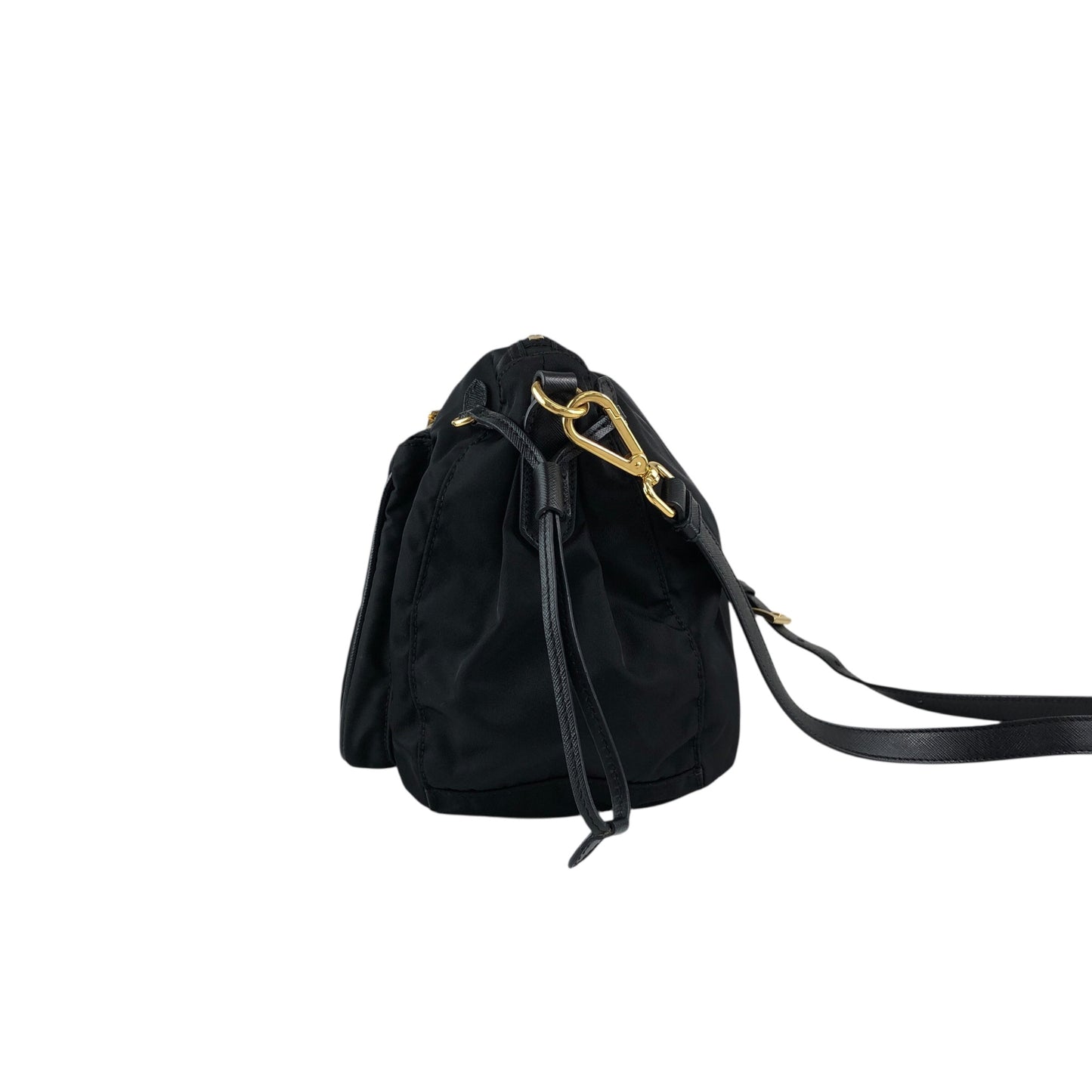 PRADA Logo Shoulder bag Black BT0689 Vintage s35m2a