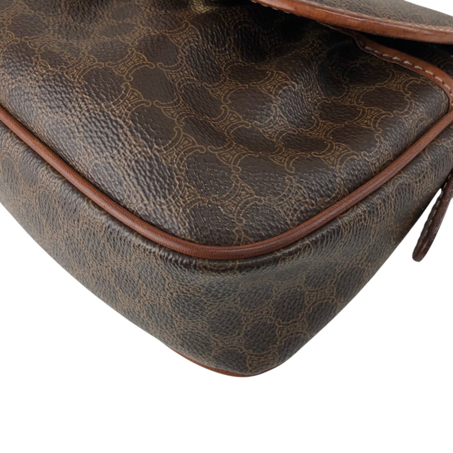 CELINE Macadam Blason Tassel Shoulder bag Brown Vintage hkgap3