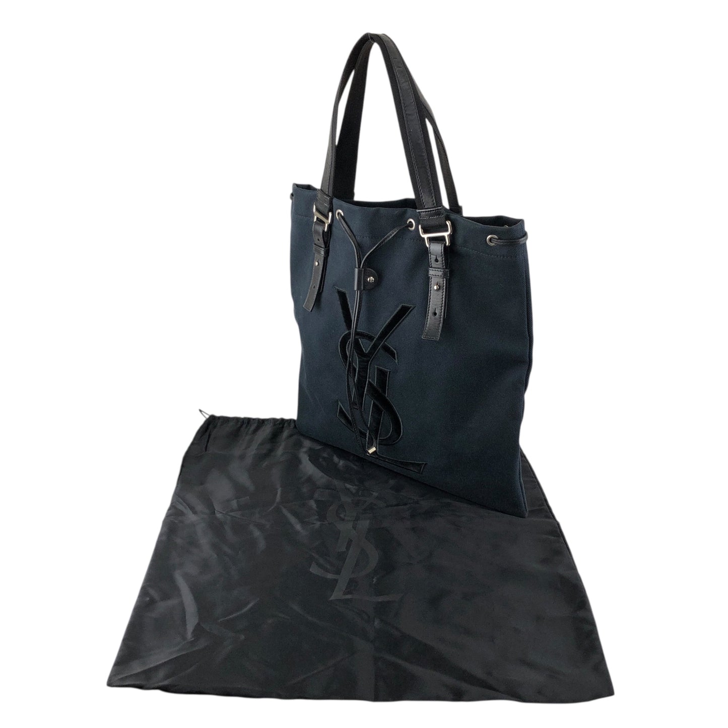 Yves Saint Laurent YSL Logo Totebag Handbag Black Vintage vtg2pn