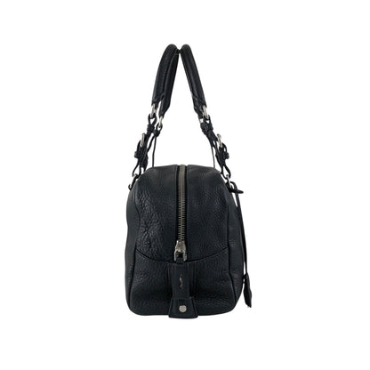 PRADA Logo Embossed Small Boston bag Handbag Black Vintage maefbu