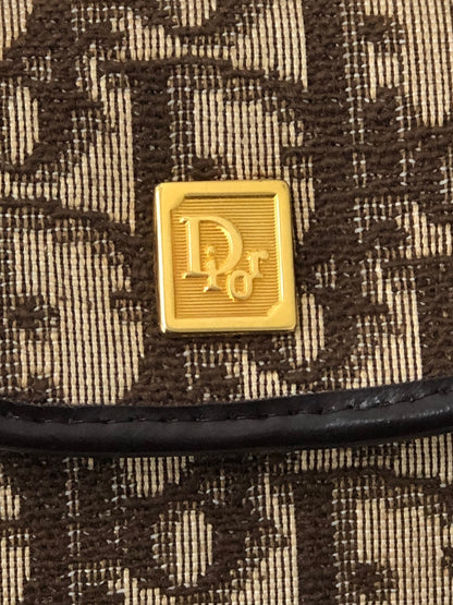 Christian Dior Trotter CD Logo Jacquard Leather Coin Purse Brown Vintage e3hgif