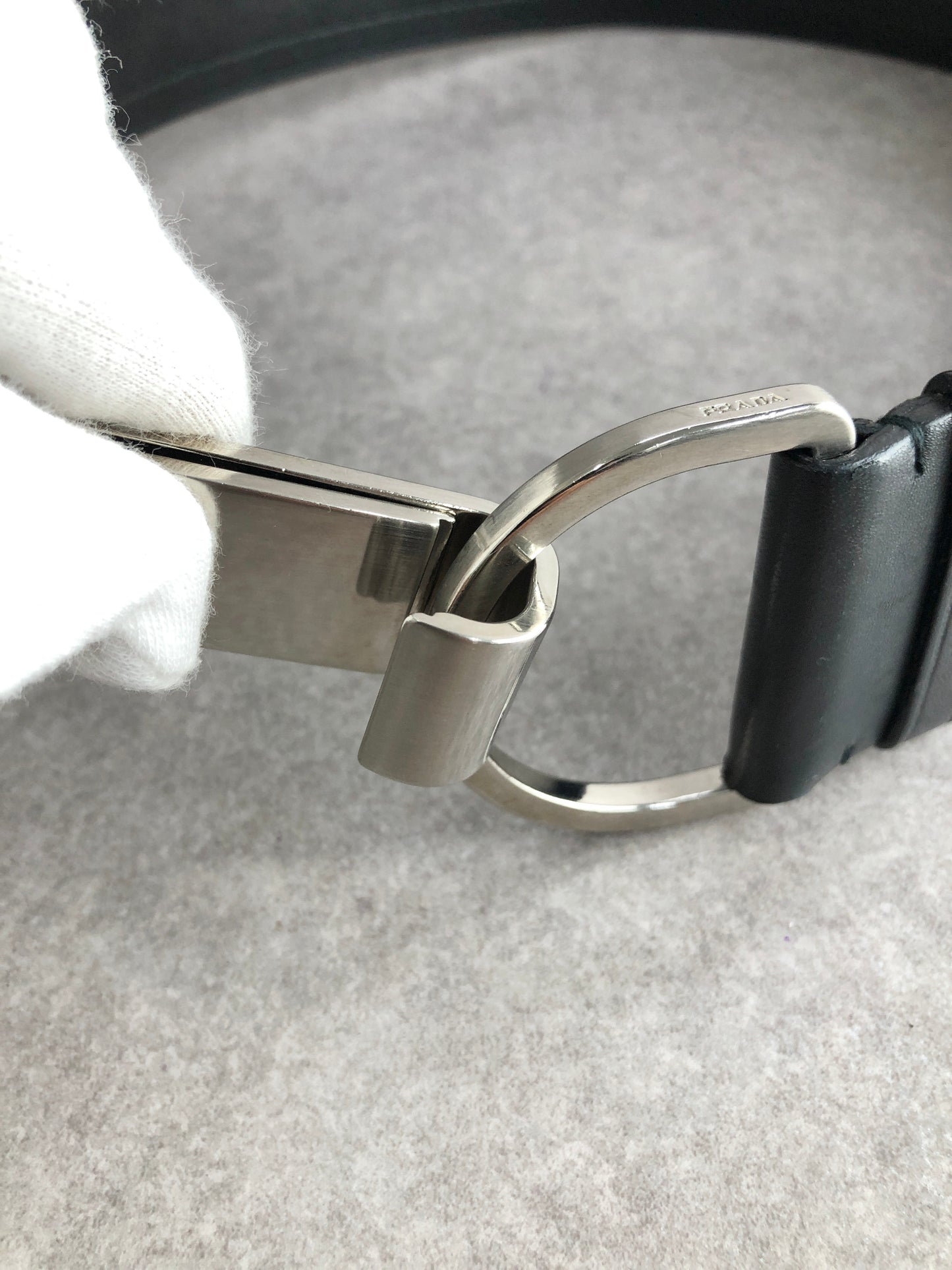 PRADA Logo Belt Black Vintage mverzc