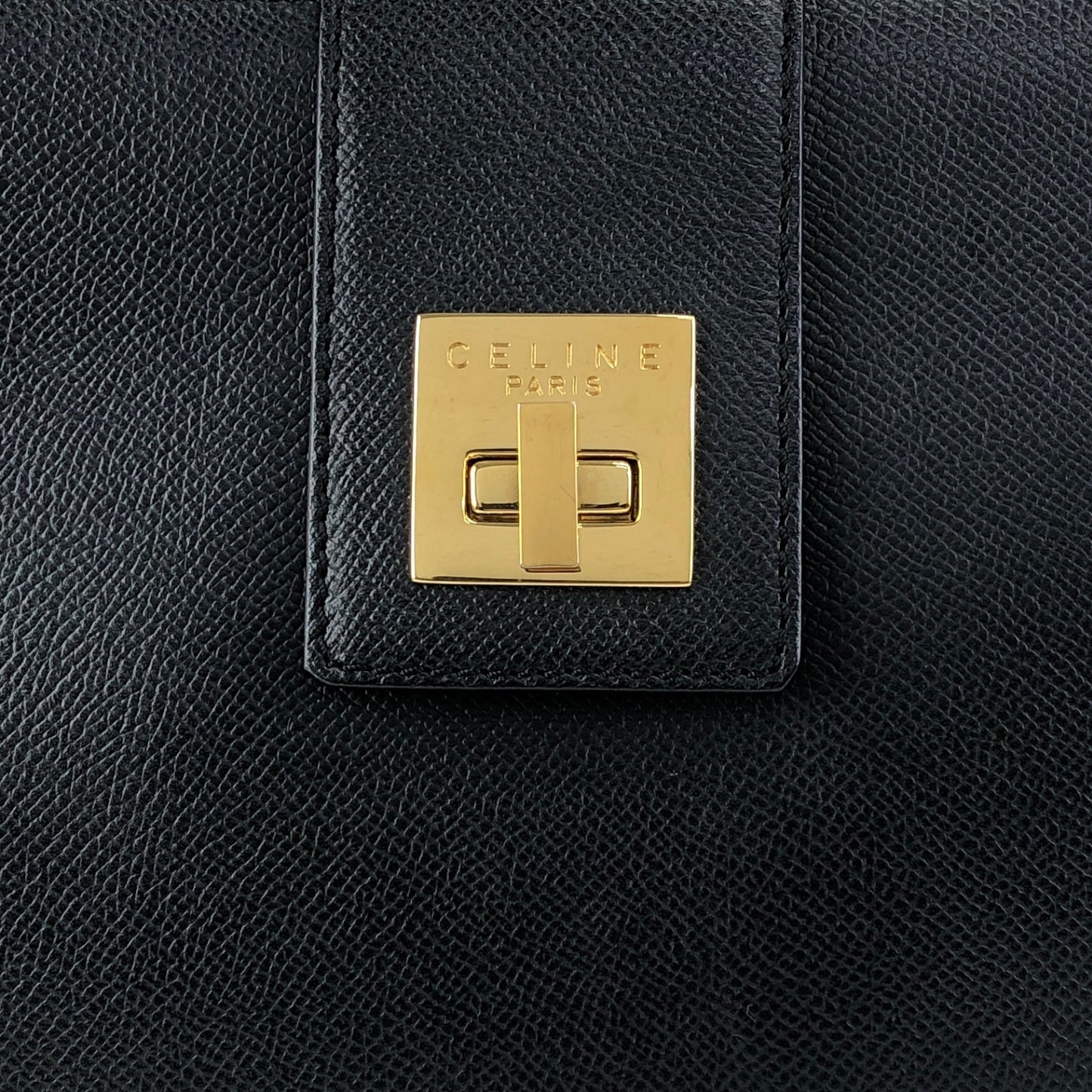 CELINE Turn Lock Shoulder bag Black Vintage 7mkcub