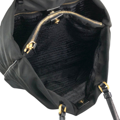PRADA Tessuto Triangle Logo Handbag Totebag Black Vintage p8z2vd