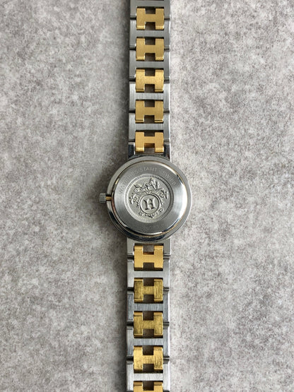 HERMES Quartz Watch Silver×Gold Vintage 7ahpvs