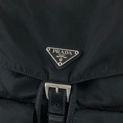 PRADA Triangle Logo Double Pocket Backpack Black Vintage 7hx8bf