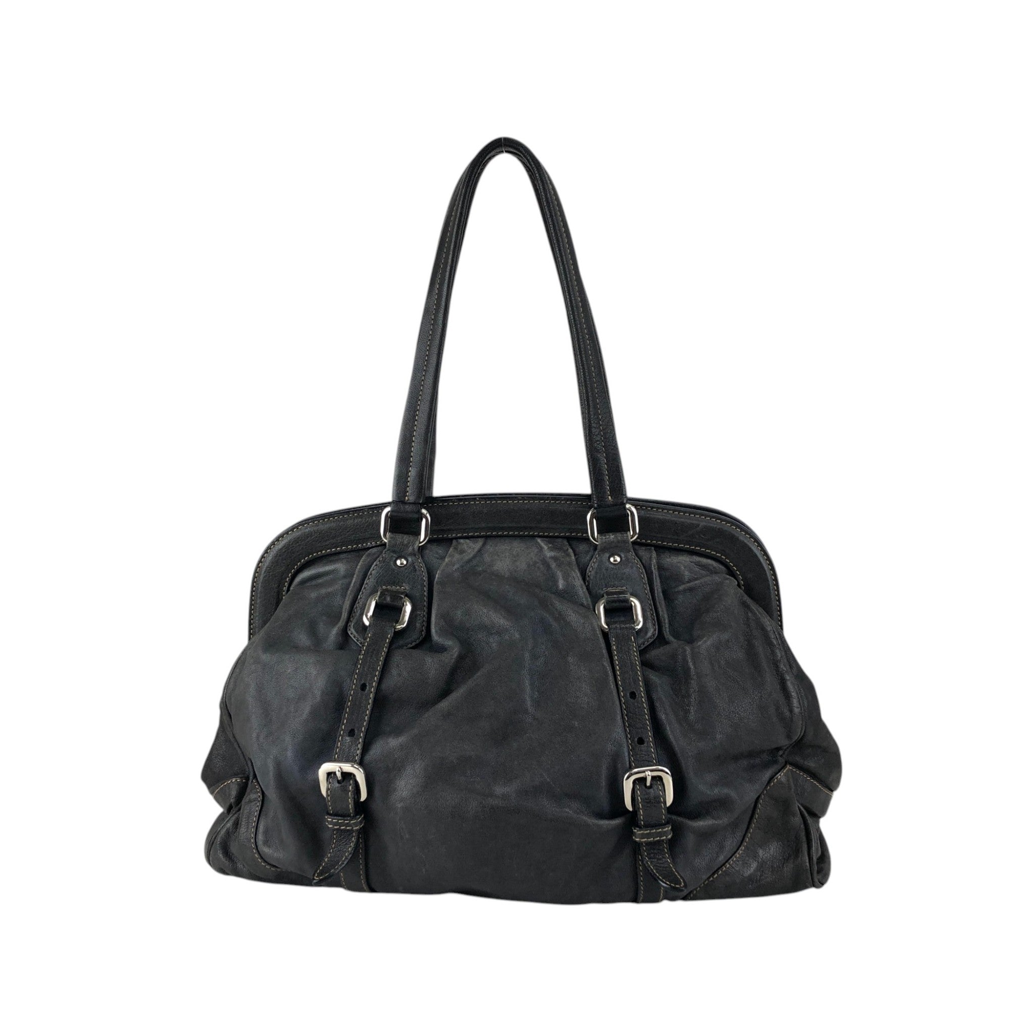 美品 PRADA プラダ パイソン バッグ ロゴ archive Vintage PRADA Triangle Logo Handbag Gray Vintage x8guys – VintageShop solo