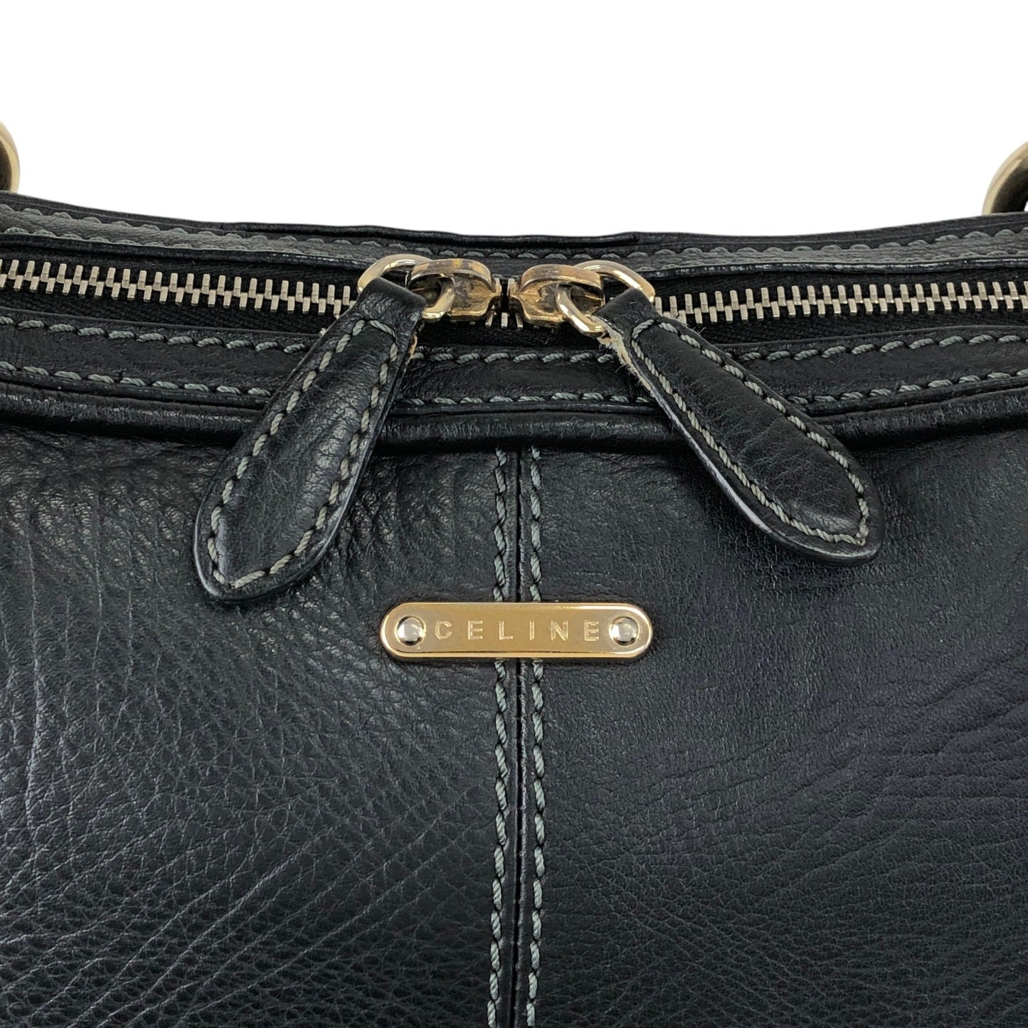 CELINE Logo Small Boston bag Handbag Black Vintage gh4sw6
