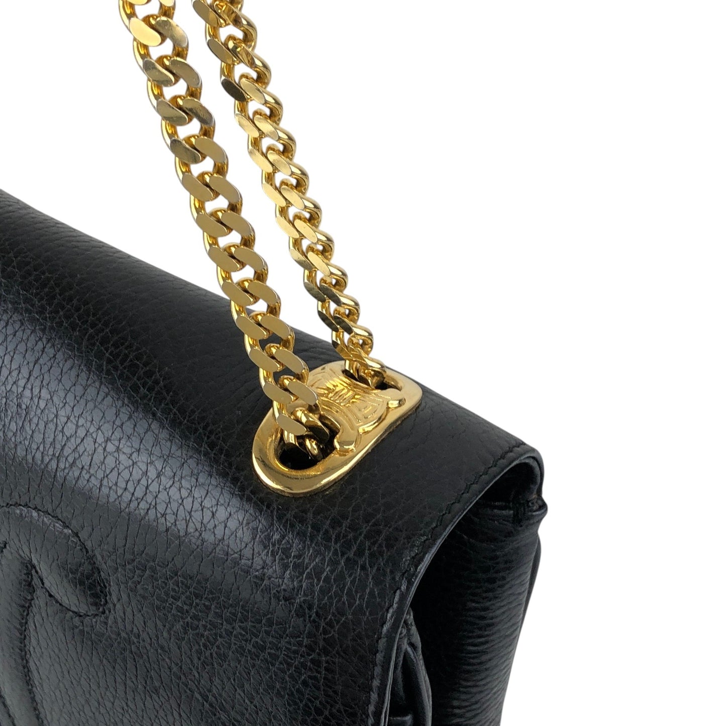 CELINE Triomphe Chain Shoulder bag Black Vintage t8zcx2