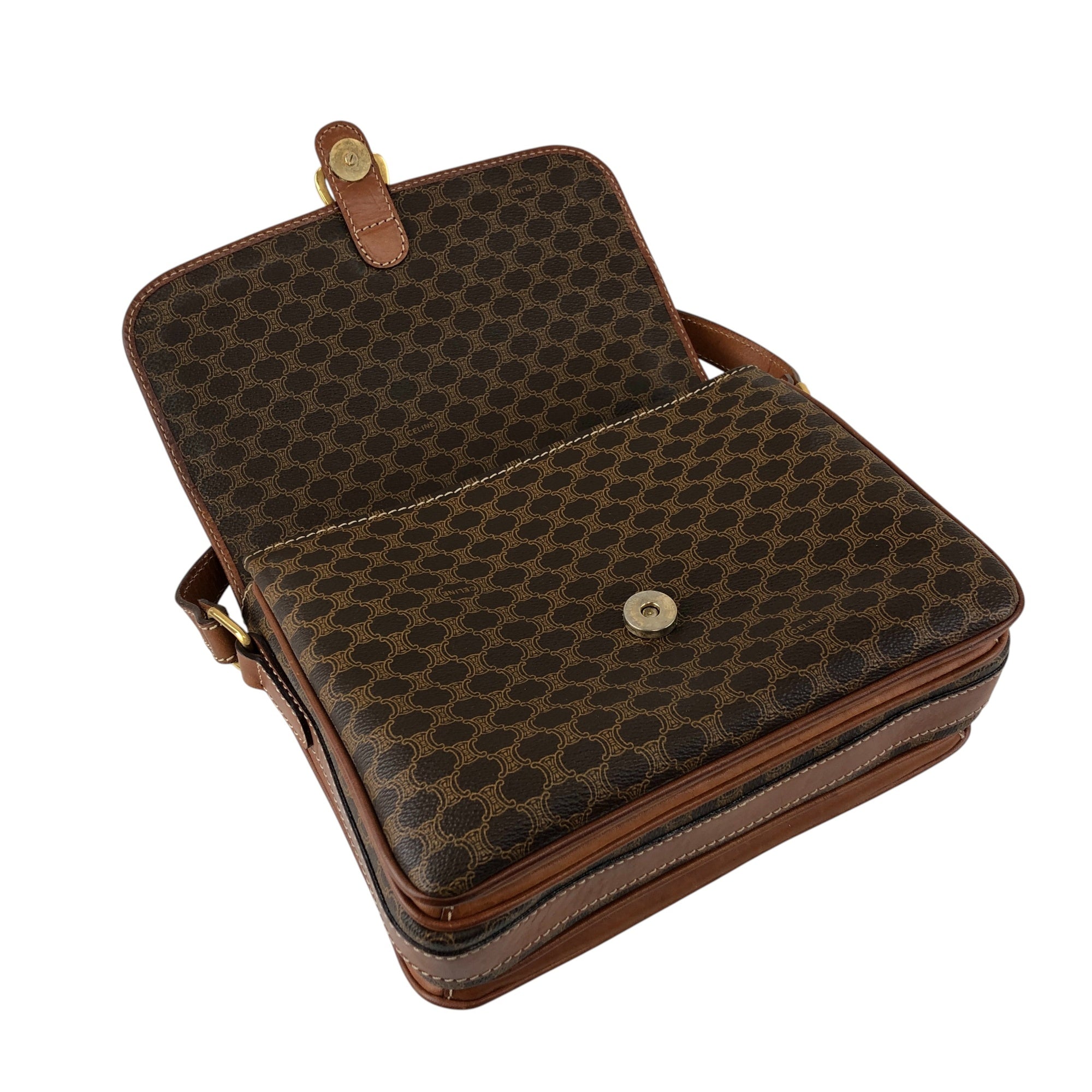 CELINE Macadam Horseshoe Shoulder bag Brown Vintage mxtw8i