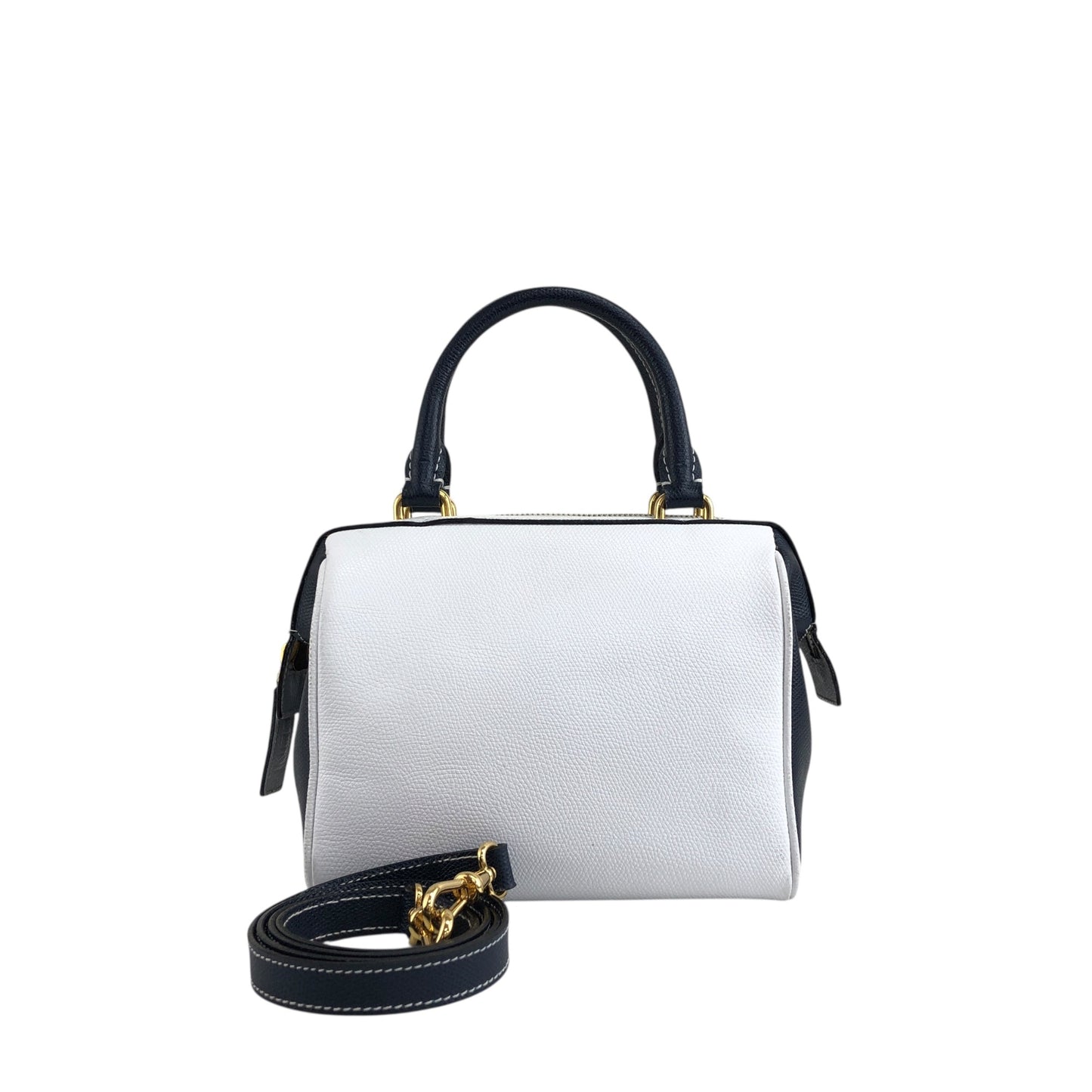 CELINE Two-way Small Boston bag Shoulder bag White×Navy Vintage gbtb54