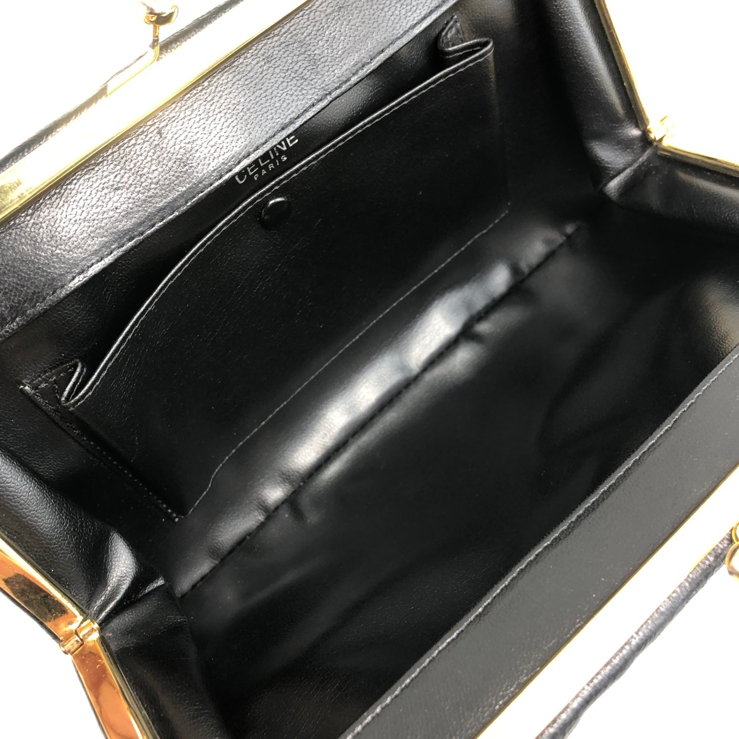 CELINE Blason Metal Clasp Chain Shoulder bag Black Vintage bfh6px
