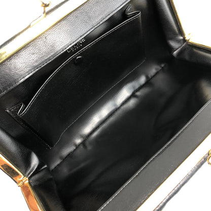 CELINE Blason Metal Clasp Chain Shoulder bag Black Vintage bfh6px