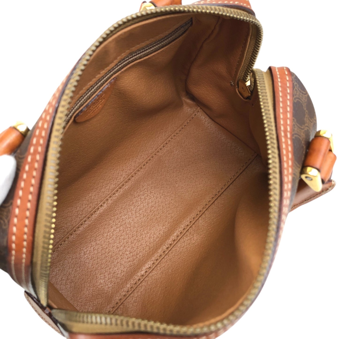 CELINE Macadam Two-way Small Handbag Shoulder bag Brown Vintage 6ryc2n