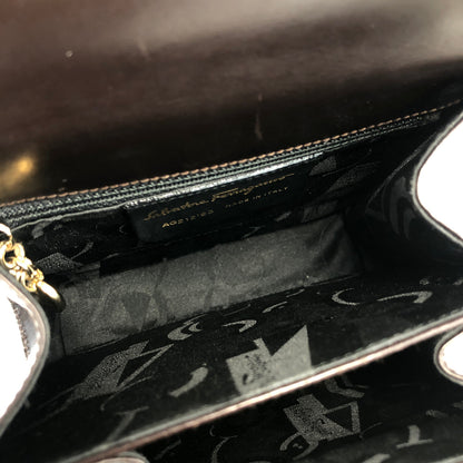 Salvatore Ferragamo Gancini 皮革雙向手提包斜背包單肩包棕色復古 k3zp2e