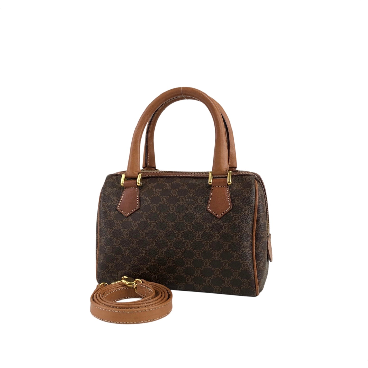 CELINE Macadam Two-way Handbag Shoulder bag Brown Vintage irexp5