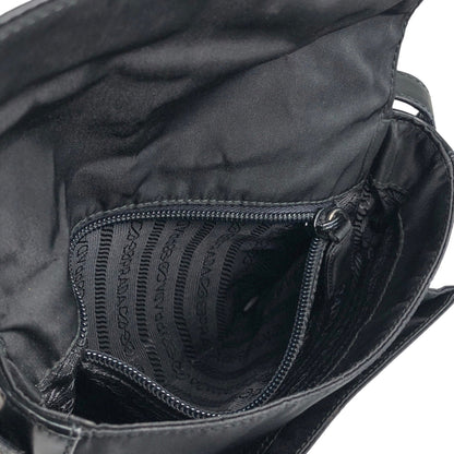 PRADA Logo Front Buckle Shoulder bag Black Vintage fyhckn