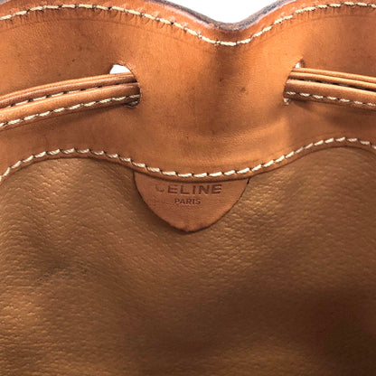 CELINE Macadam Blason Drawstring Shoulder bag Brown Vintage twzgft