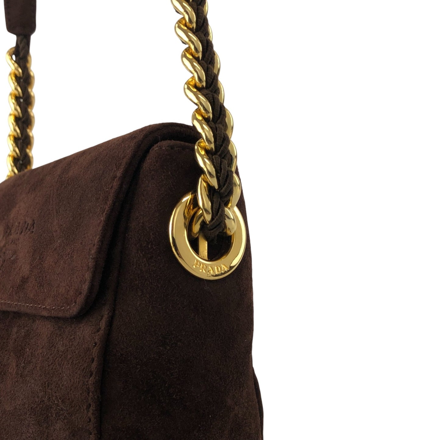 PRADA Logo Shoulder bag Brown Vintage psiphd