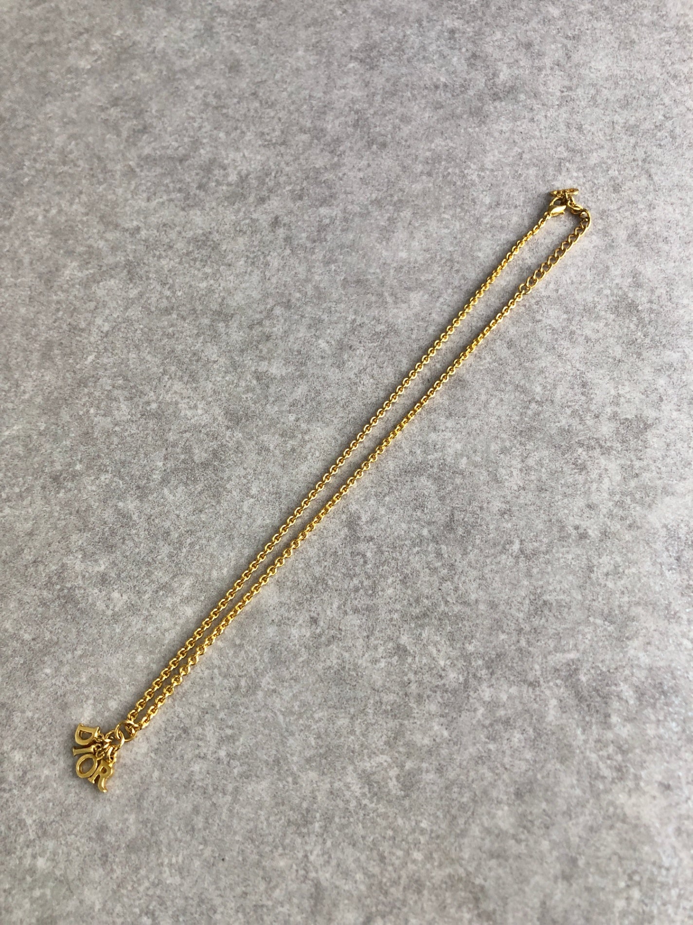 Christian Dior Logo Motif Necklace Gold Vintage jye8pu