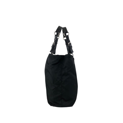 PRADA Tessuto Triangle Logo Totebag Black Vintage 4f8fnv