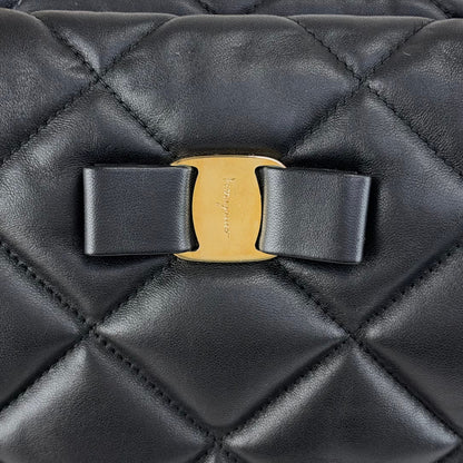 Salvatore Ferragamo Vala Ribbon Chain Shoulder bag Black Vintage 8dgp7p