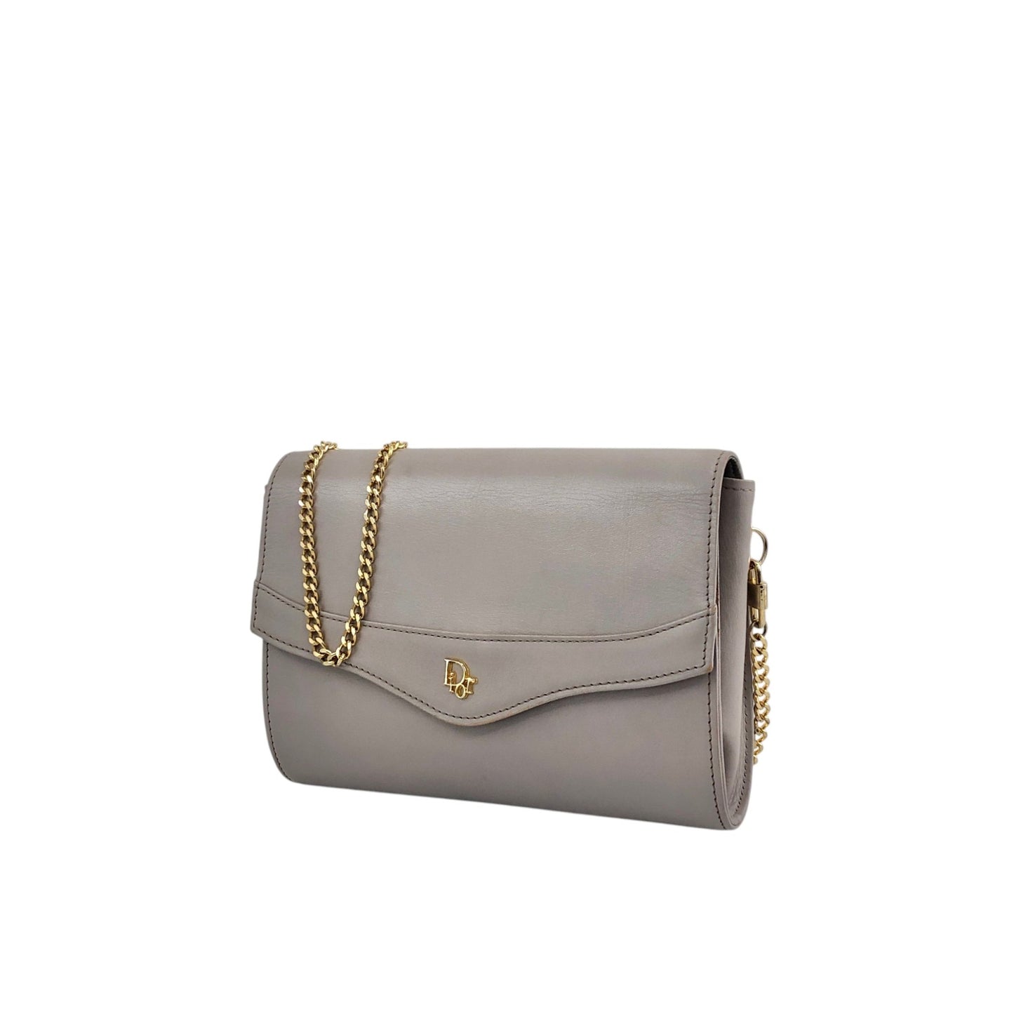 Christian Dior Logo Chain Shoulder bag Gray Vintage kynndd