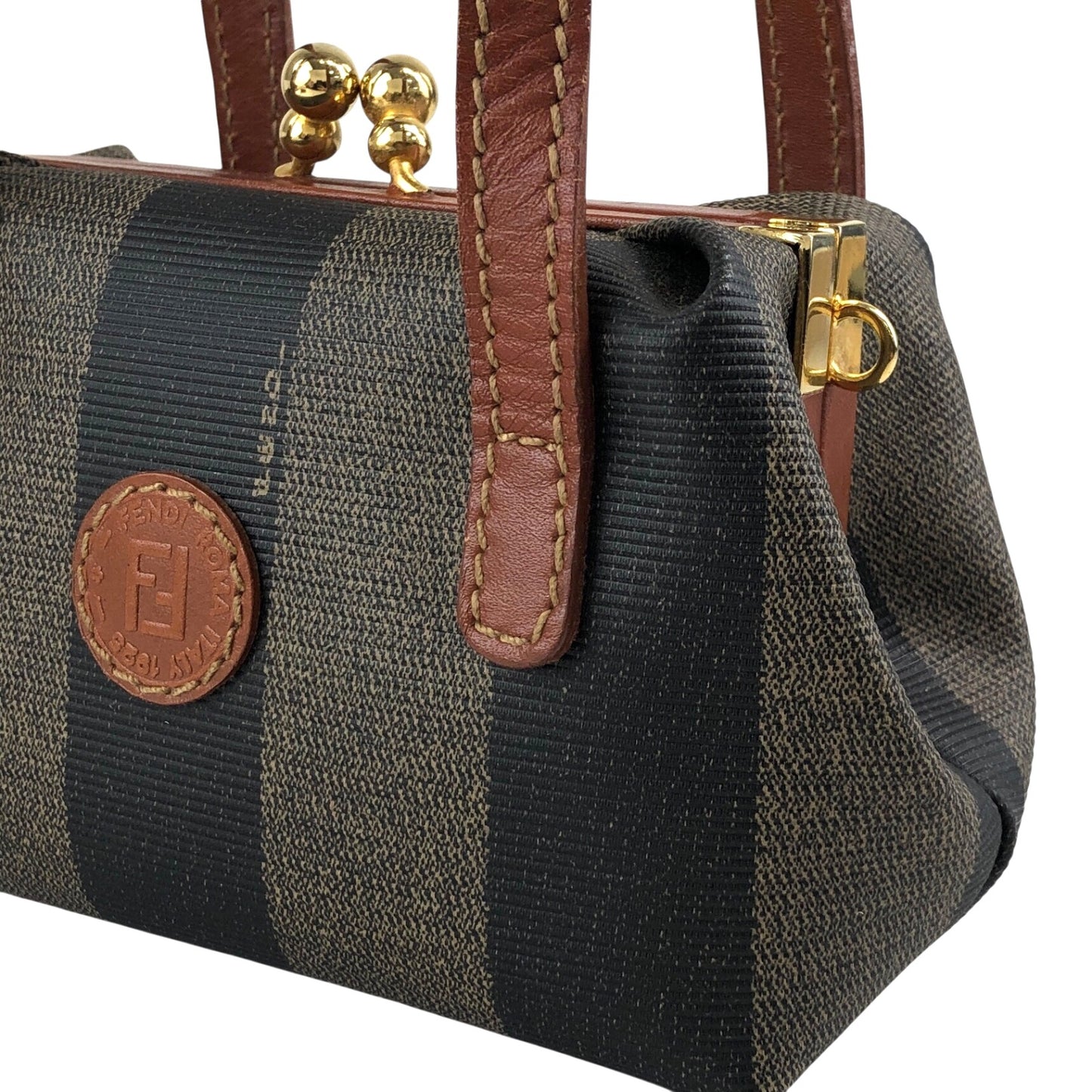 FENDI Pecan Logo Metal Closure Two-way Handbag Shoulder bag Brown Vintage pr7k2h