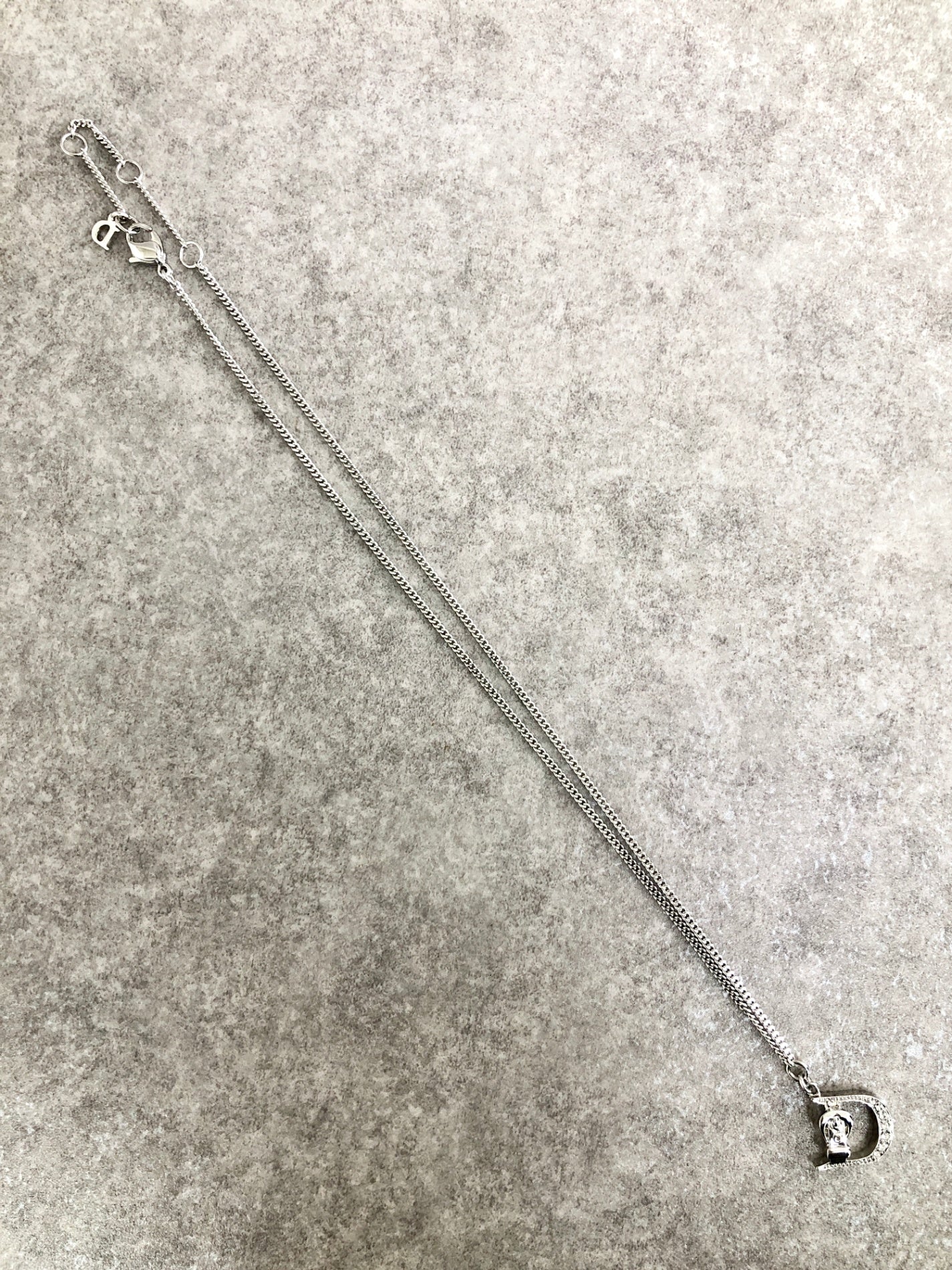 Christian Dior Logo Motif Necklace Silver Vintage bbvzf2