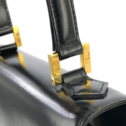 Yves Saint Laurent Logo Nylon Leather Top Handle Handbag Black Vintage w3hmrm