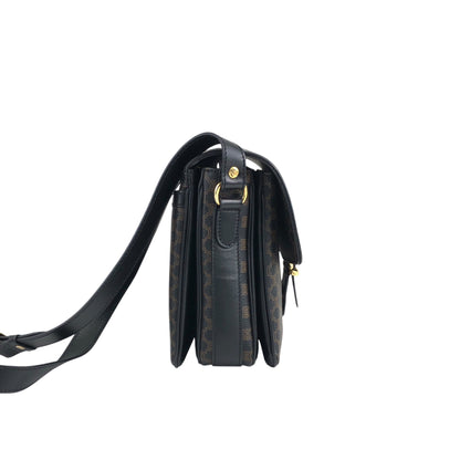 CELINE Macadam Front Buckle Shoulder bag Black Vintage n5nr8t