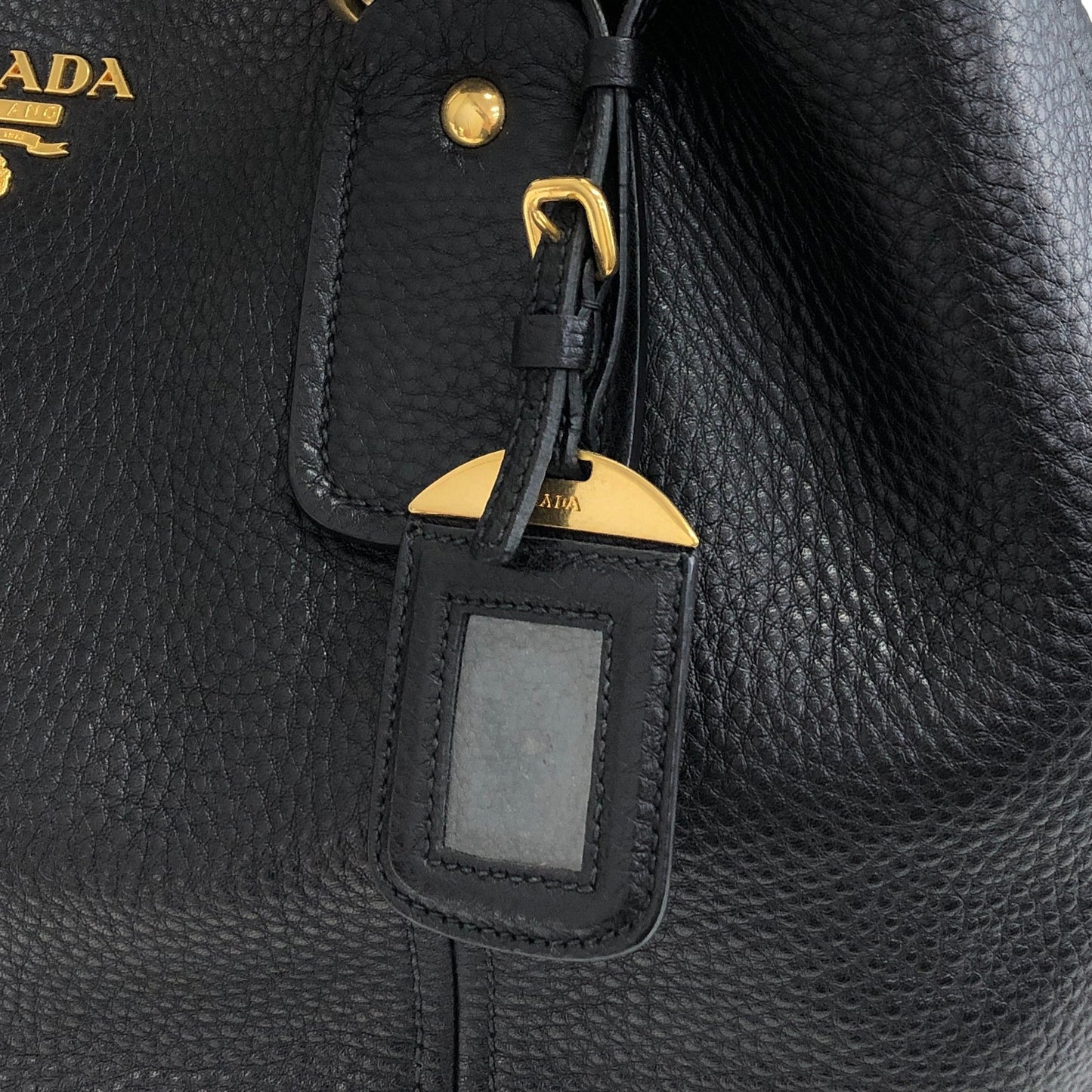 PRADA Logo Two-way Handbag Shoulder bag Black Vintage 5umuja