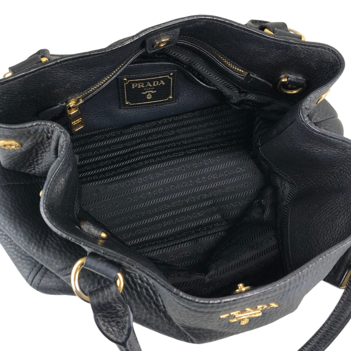 PRADA Logo Totebag Black Vintage fpj5iw
